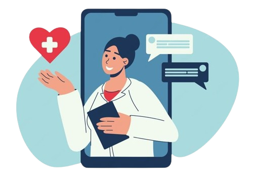 an illustration showing doctor analyzing medical report